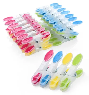 Immagine prodotto di Mollette per bucato - Antiscivolo - Plastica - Multicolore - 30 pezzi