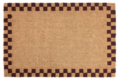 Obrázok produktu pre BELIANI Rohož béžová/červená z kokosových vlákien, protisklzová podšívka, 60 x 90 cm, dekorácia na privítanie, jednoliaty vzor