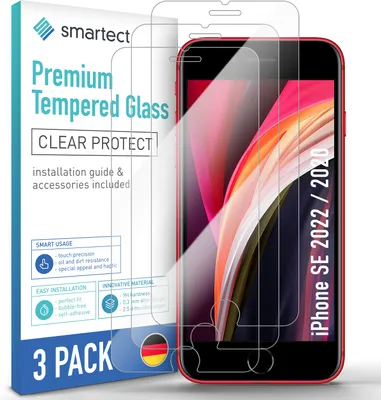 Produktbild von smartect Schutzglas Klar für iPhone SE 2022 / 2020, 3 Stück