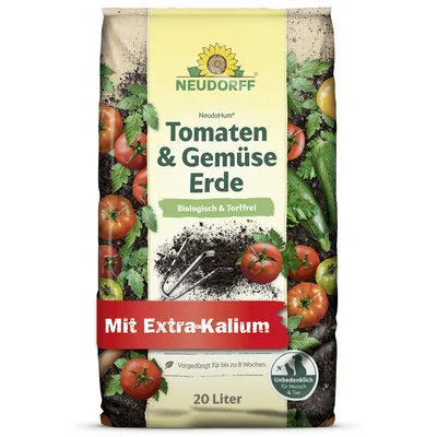 Produktbild von Neudorff NeudoHum Tomaten- & GemüseErde torffrei hoher Kaliumgehalt fördert aromatisches Gemüse, haustierfreundlich schützt vor Staunässe 20l