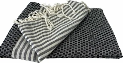 Immagine prodotto di Asciugamano Hamam - Fouta - Pestemal - 90 x 170 cm - 100% cotone - Nero