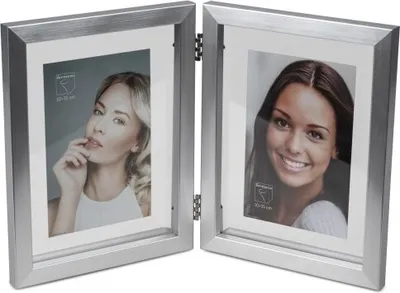 Produktbild von Formano doppelter Fotorahmen, Bilderrahmen für Fotoformat 10x15cm Silber