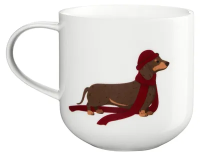 Produktbild von ASA xmas Henkelbecher Dachshund weiß 0,4l