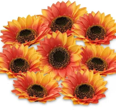 Productafbeelding van Famanu Kunstbloemen, zonnebloemkoppen, 15,24 cm, oranje - 8 stuks