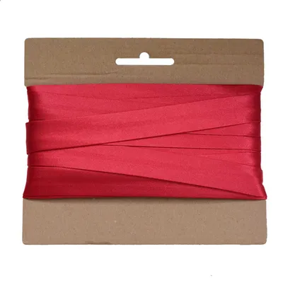 20m Schrägband Satin 20mm gefalzt rot