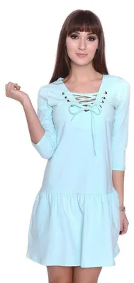 Produktbild von Klassisches Minikleid Kleid Tunika Top 3/4 Ärmel , Mintgrün S/M 36/38
