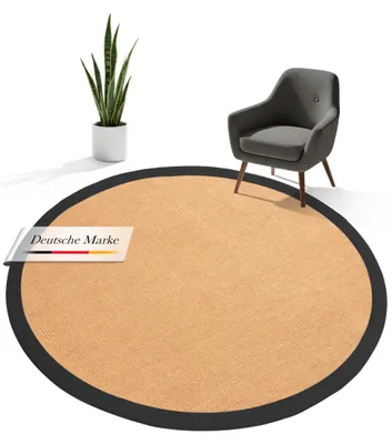 Produktbild von Sisalteppich Rund Schwarz Ø 80 | Moderner Teppich für Wohn- und Schlafzimmer