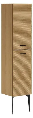 Produktbild von Badhochschrank auf Füßen gestreift - Holzfarben hell - H. 140 cm - SARONE