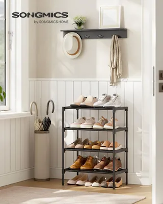 Produktbild von SONGMICS Schuhregal, 4 Ebenen, Schuhablage schmal, Schuh-Organizer Metall, 30 x 45 x 66 cm, schwarz