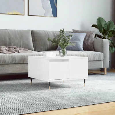 Image de Maison Exclusive - Table basse blanc brillant 55x55x36,5 cm Matériau dérivé du bois
