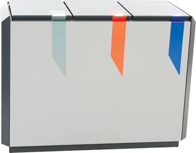 Produktbild von Feuerfester Wertstoffsammler RecycloStar 3 | 165 Liter, HxBxT 74,5x99,7x45,3cm | Aluminium | Anthrazit / Grau