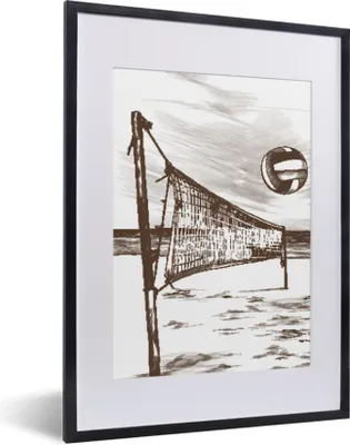 Produktbild von MuchoWow® MuchoWow® Gerahmtes Poster Volleyball - Strand - Netz 30x40 cm - Poster mit zchwarzem Bilderrahmen - Wandposter Schlafzimmer