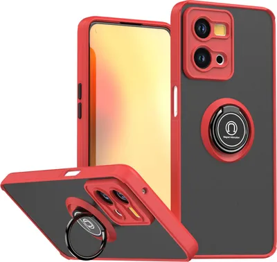 Immagine prodotto di Custodia per Oppo Reno7 4G opaca traslucida in TPU con supporto ad anello e supporto Rosso