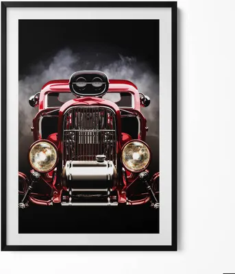 Produktbild von Alter Oldtimer– Wandbild mit Rahmen – Gerahmtes Bild  – Wanddekoration – 70x100 cm –  Schwarz Rahmen