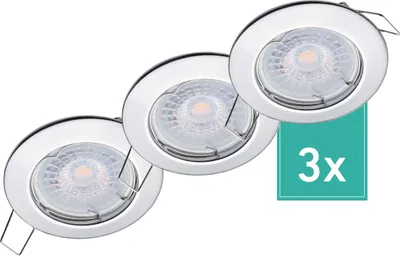 Produktbild von 3er Set Oktaplex Einbaustrahler inkl. LED Modul 4.000K neutralweiß - Deckenspots Chrom