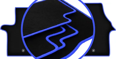 Produktbild von Fußmatten Automatten Velours Schwarz/Blau für Fiat Talento 2016- Set 1-tlg