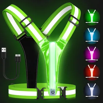 Productafbeelding van Hardloopvest LED reflecterend - Verstelbaar - Oplaadbaar via USB - Joggen, wandelen en fietsen