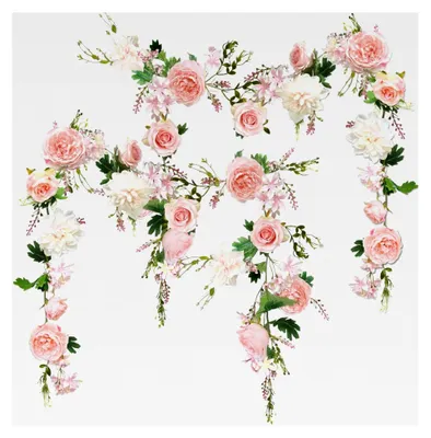 Produktbild von Pfingstrosen-Girlande, 2 Stück, Blumengirlanden für Hochzeit, Dekoration, künstliche Blumen für Tür, Wand, Party, Heimdekoration