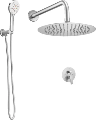Zdjęcie produktu dla Zestaw prysznicowy deszczowy 25,4 cm okrągły z baterią ścienny nikiel