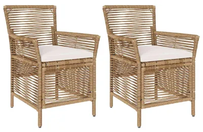 Image de vidaXL - 2 chaises de jardin, beige et crème, en polyrotin
