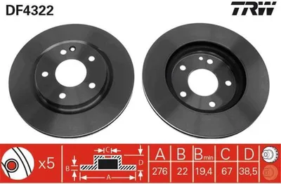 Produktbild von TRW Bremsscheiben (2 Stück) Vorderachse DF4322
