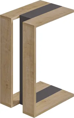 Immagine prodotto di DECORTIE Muju Tavolino moderno a C Rovere Grigio Antracite Multiuso 30 x 40 x 57 cm