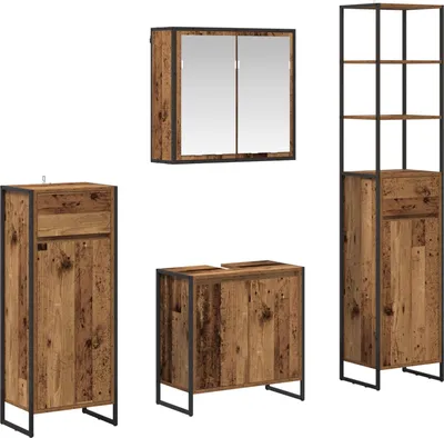Produktbild von vidaXL Badezimmermöbel-Set 4 Stk. Altholz Holzwerkstoff