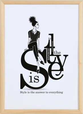 A fashion illustration with text.