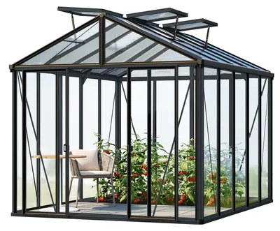 Produktbild von GFP Gewächshaus Hera 5 Glasgewächshaus 263x325 cm | Aluminium-Rahmen Farbe Anthrazit