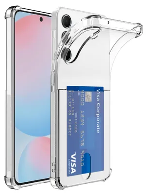 Obrázok produktu pre Vhodné pre telefón Samsung Galaxy S24 FE Puzdro s držiakom na karty Transparentné silikónové TPU s nárazníkom - Transparentné silikónové TPU zadné puzdro s držiakom na karty - Smartphonica