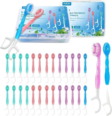 Produktbild von Reise-Zahnbürste 5-in-1 mit Zahnpasta, Zahnseide, Zungenreiniger, 1 Stück, für die Mundpflege