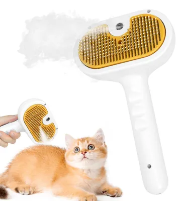 Image de Brosse à vapeur pour animaux de compagnie avec réservoir d'eau | Brosse pour chats et chiens | Blanche
