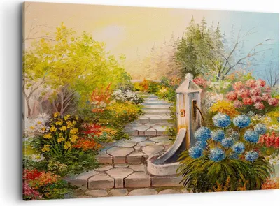 Produktbild von Bild auf Leinwand - Leinwandbild - Garten Blumen Sommer - 120x80cm - Wand Bild - Wanddeko - Leinwanddruck - Bilder - Kunstdruck - Wanddekoration - Leinwand bilder - Wandkunst - AA120x80-3694