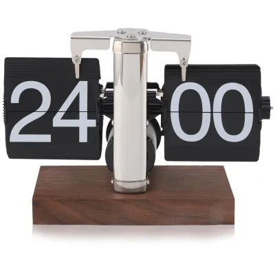 Produktbild von Retro-Flip-Uhr,Klapp-Digitaluhr Mit Rutschfester Basis Schreibtischuhr Vintage-Design,Vintage-Tischuhr,Automatisches Drehen