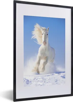 Produktbild von MuchoWow® MuchoWow® Gerahmtes Poster Pferd - Schnee - Winter - Mähne 40x60 cm - Poster mit zchwarzem Bilderrahmen - Poster in Rahmen