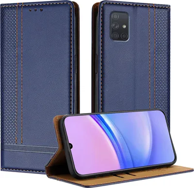 Image de Etui pour Samsung Galaxy A71 4G étui en cuir avec fonction stand bleu