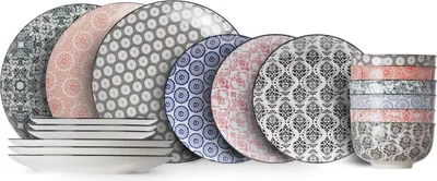 Produktbild von Cosy & Trendy Geschirrset Delirio 18-teilig / 6 Personen - 6 Speiseteller, 6 Frühstücksteller und 6 Schalen