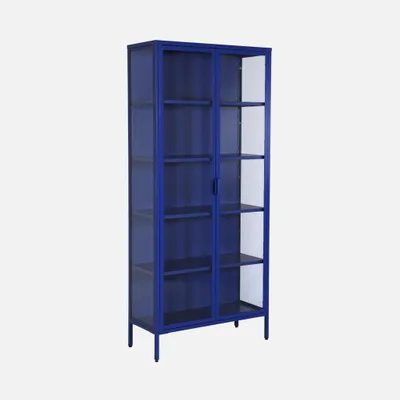 Produktbild von sweeek - Schrank aus Stahl und gehärtetem Glas, 2 Türen, 180 cm - Blau