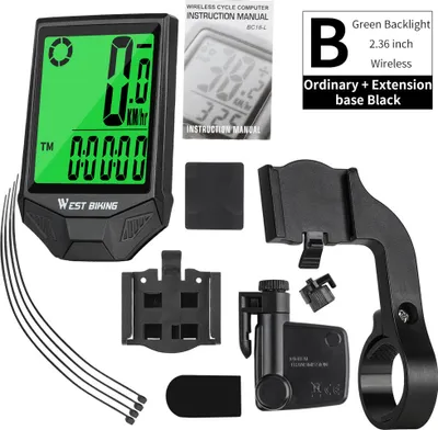 Produktbild von WEST BIKING Fahrradcomputer Drahtloser Tachometer Kilometerzaehler Wasserdichte LCD-Hintergrundbeleuchtung Radfahren MTB Fahrradcomputer Stoppuhr Nachtlicht Anti-Interferenz