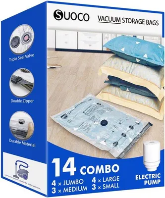 Obrázek produktu pro Cestovní vakuové sáčky, 2 velké (90 x 70 cm), 2 malé, elektrická pumpa