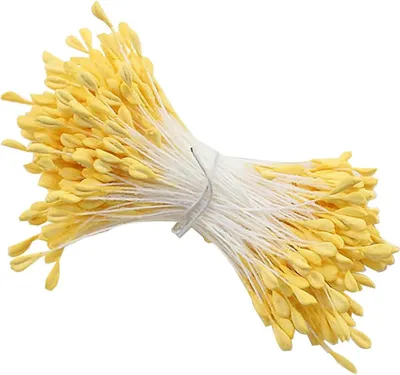 Produktbild von Pfeifenreiniger Blumen Staubblatt Gelb mit Zwei Perlen Köpfen 3mm, Pfeifenreiniger zum Basteln, Tulpe Blumenstrauß Pfeifenreiniger Zubehör für DIY Handwerksprojekt 350 Stück