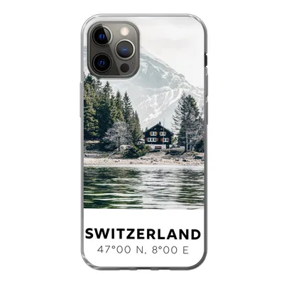 Produktbild von MuchoWow® Handyhülle Schutzhülle Hülle für iPhone 12 Pro Schweiz - Berg - Chalet Silikon Softcase Handy Hülle - Abdeckung