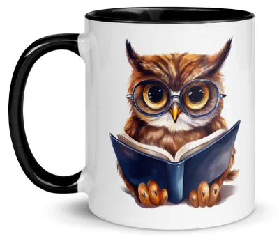 Mok mit Uil-Design – 325 ml Keramikbecher für Kaffee & Tee