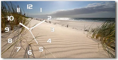 Produktbild von Wanduhr aus Glas – 60x30 cm - Glasbild - Glasuhr - Gehärtetes Glas - weisse-zeiger - Mrzeżyno Strand