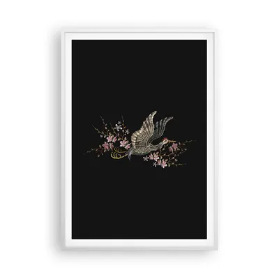 Produktbild von Gerahmtes Poster - Weißer Rahmen - Asiatisch Vogel Blumen - 70x100 cm - Wand Bild - Wanddeko - Wandbilder - Kunstposter - Wandposter - Bilderrahmen - Bilder - Kunstdruck - P2WPA70x100-4614
