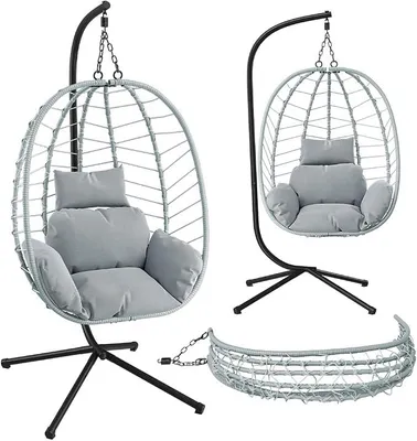 Imagen del producto de Silla colgante Alarian con estructura, color gris, con altura ajustable, capacidad máxima de 150 kg