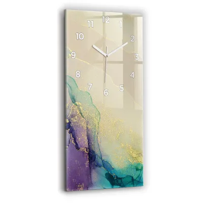 Produktbild von Wallfluent Wanduhr – Stilles Quarzuhrwerk - Uhr Dekoration Wohnzimmer Schlafzimmer Küche - Zifferblatt - weiße Zeiger - 30x60 cm - Farbabstraktion