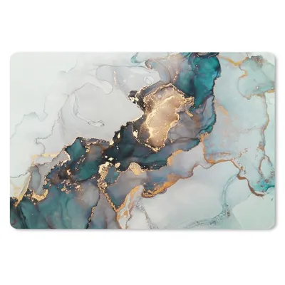 Produktbild von MuchoWow® Schreibtischunterlage Blau - Marmor - Gold 60x40 cm - XXL Mauspad - Großes Mauspad