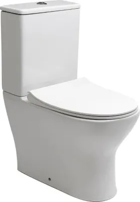 Produktbild von EUR Stand Kombi WC mit Spülkasten Toilette spülrandlos Wasseranschluss links WC-Sitz mit SoftClose, weiß