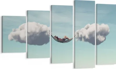 Produktbild von Bild auf Leinwand - Leinwandbild - 5 Teile - Wolken Hängematte Ruhe - 100x60cm - Wand Bild - Wanddeko - Wandbilder - Leinwanddruck - Bilder - Wanddekoration - Leinwand bilder - EG100x60-4373
